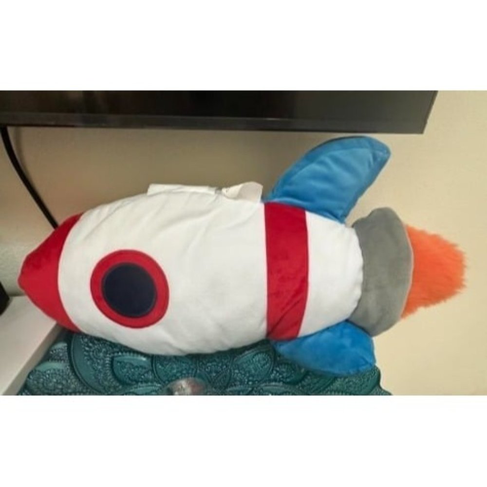 New Kids Space Rockets Decorative Pillow - Spaceship, Polyester, 16.5" x 4"